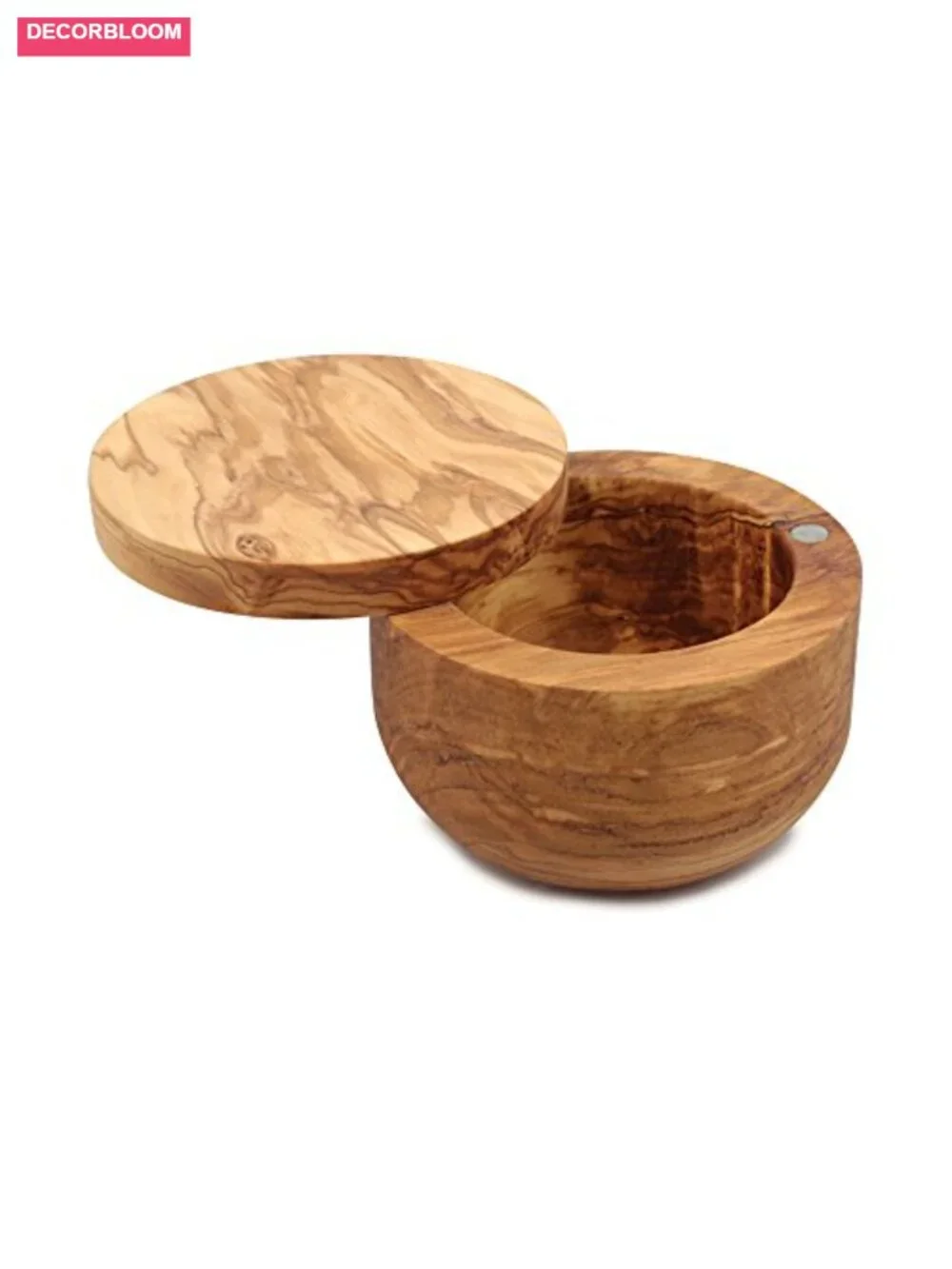 Swissmar Olive Wood Salt Keeper with Magnetic Swivel Lid, Countertop Jar for